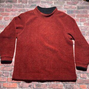 Vintage 90s LL Bean Burnt Orange Deep Pile Fleece Mock Neck Sweater Medium